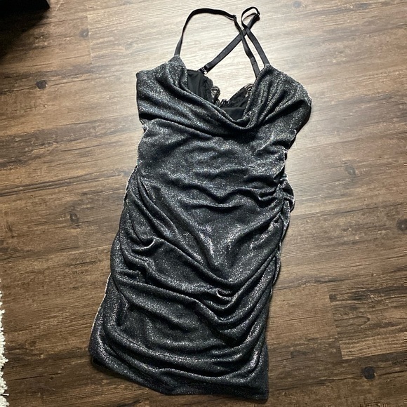 BRX shimmery sexy black and silver dress open back size 1X-#255 - Picture 1 of 5